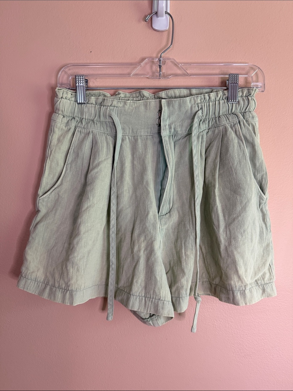 Mustard Seed Light Sage High-Waist Drawstring Shorts